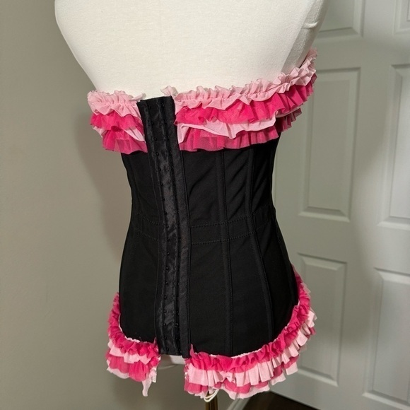 Coquette candy stripe ruffled corset pin  up/y2k M - Picture 3 of 6